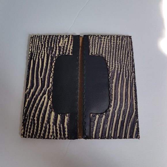 Vintage Leather Animal Print Wallet, Black White Leather Wallet - Picture 7 of 8
